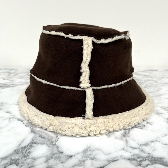 Y2K Eddie Bauer Brown Bucket Astrid Hat Sherpa Lined Cozy Soft Adult Size S/M - Picture 1 of 4